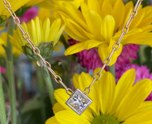 Load image into Gallery viewer, 14K Gold Paper Clip Chain Princess Cut Diamond Necklace
