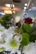Load image into Gallery viewer, Clover &amp; Circle Drop Pendant Paper Clip Necklace
