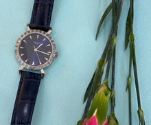 Load image into Gallery viewer, Sapphire Blue Dial and Leather Diamond Accent Watch
