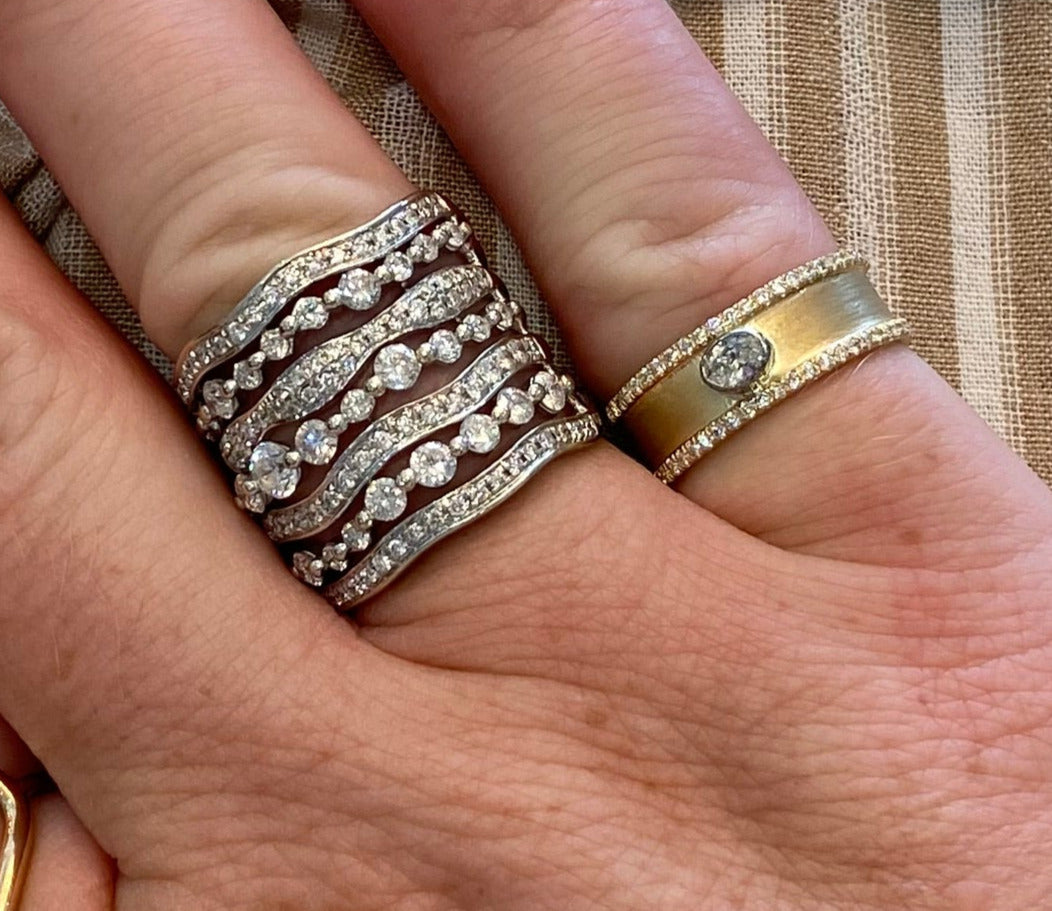 Oval Diamond Two Tone Gold and Diamond Band