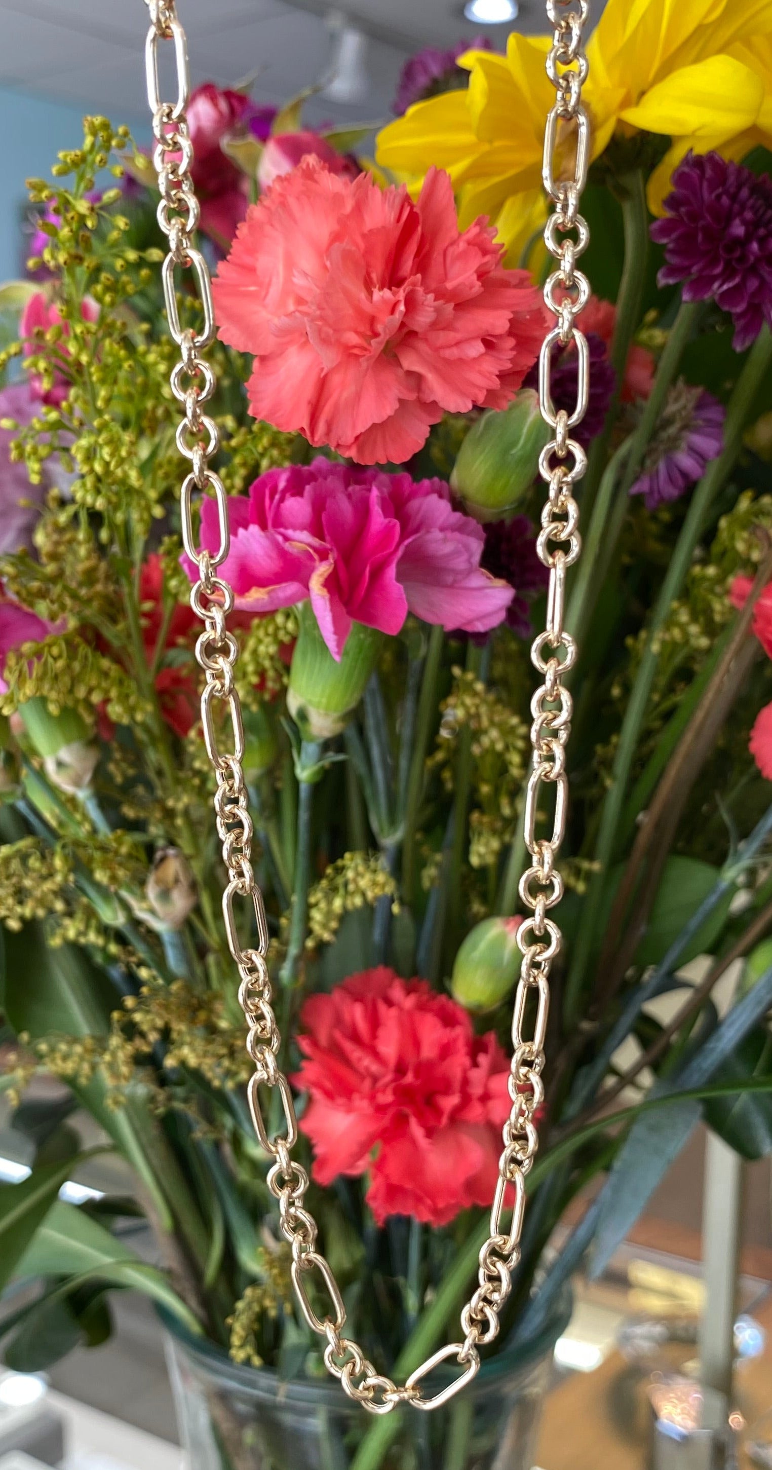 14K Yellow Gold Round Figaro Link Chain