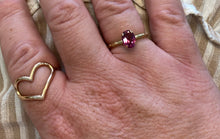 Load image into Gallery viewer, Yellow Gold Bezel Diamond Band Garnet Ring
