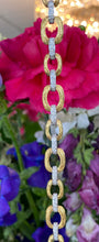 Load image into Gallery viewer, Two Tone Textured Gold and Diamond Link Bracelet
