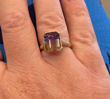 Load image into Gallery viewer, Yellow Gold Ametrine and Diamond Cocktail Ring
