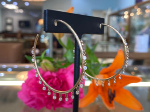 Fun Diamond Dangle Hoops