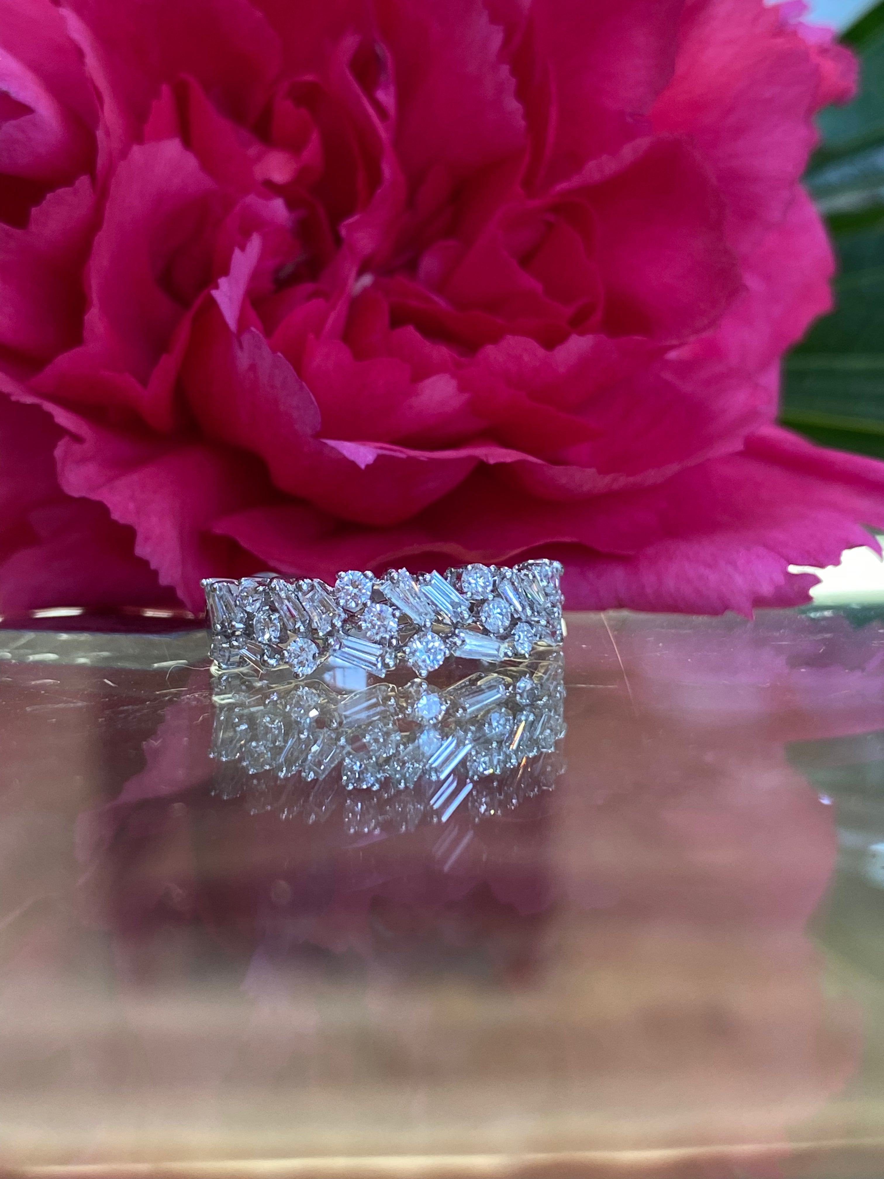 Mosaic White Gold and Diamond Ring