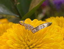 Load image into Gallery viewer, Vintage Yellow Gold V Multi Diamond Band Ring
