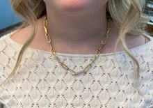 Load image into Gallery viewer, Bold Diamond Link Gold Paper Clip Necklace
