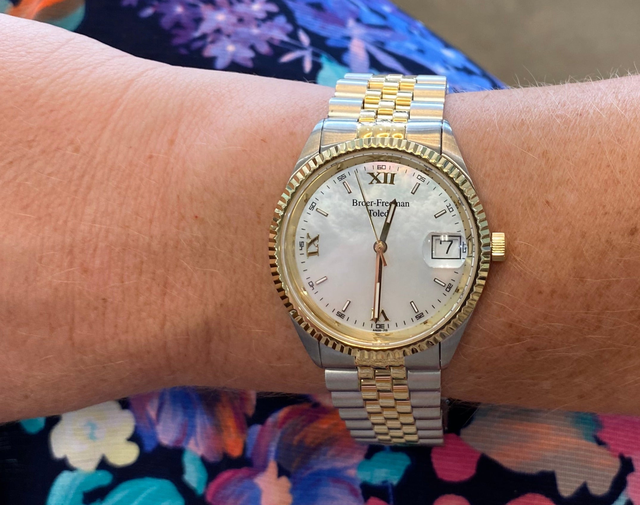 Mother of Pearl Dial Two Tone Band Watch