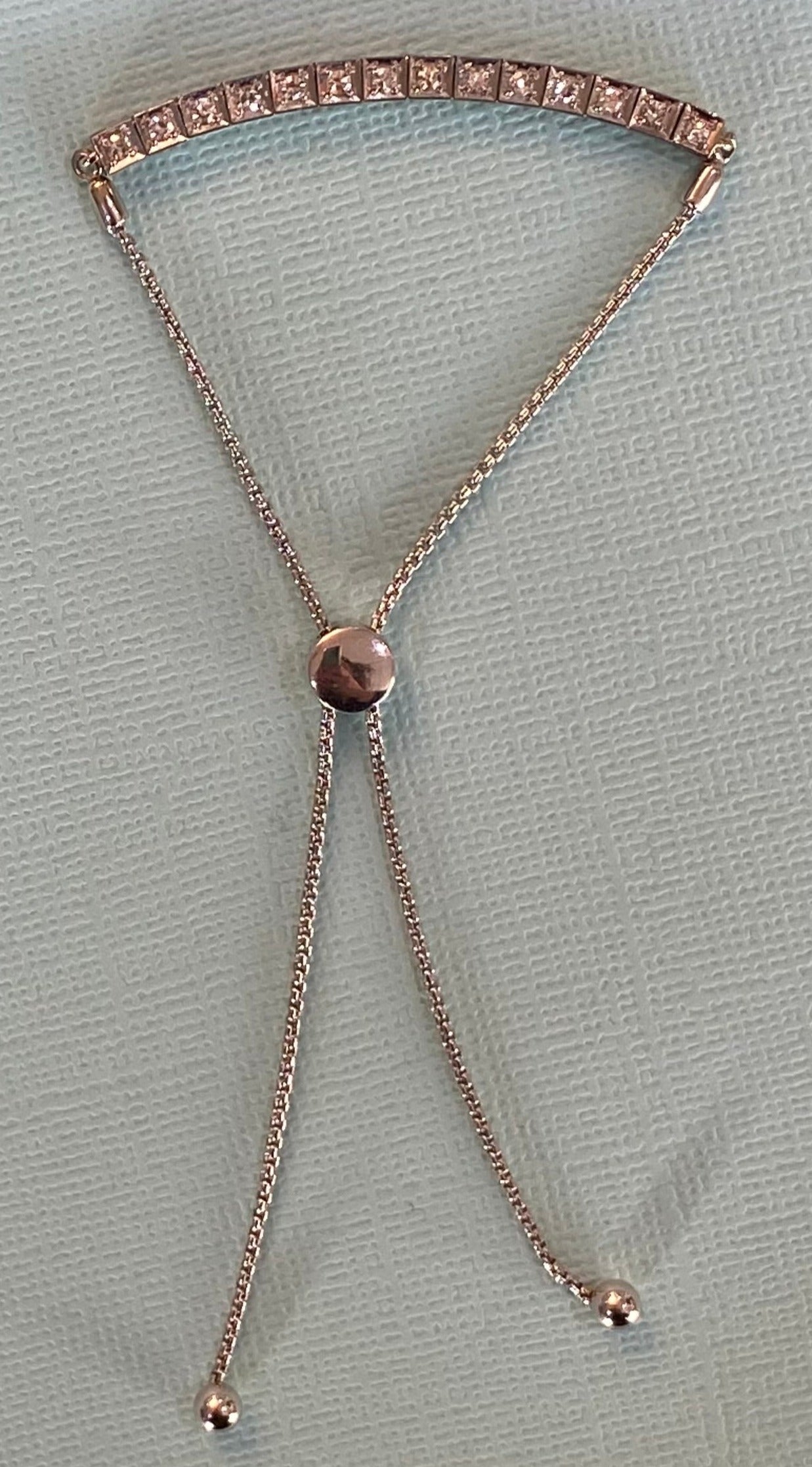 Vintage Two Toned Rose and White Gold Diamond Bolo Bracelet