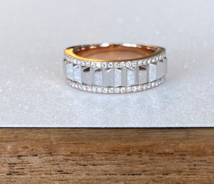 Two Tone Stair-Step Flash Diamond Band