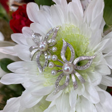 Load image into Gallery viewer, Vintage Floral Arrangement Pearl and Diamond Earrings
