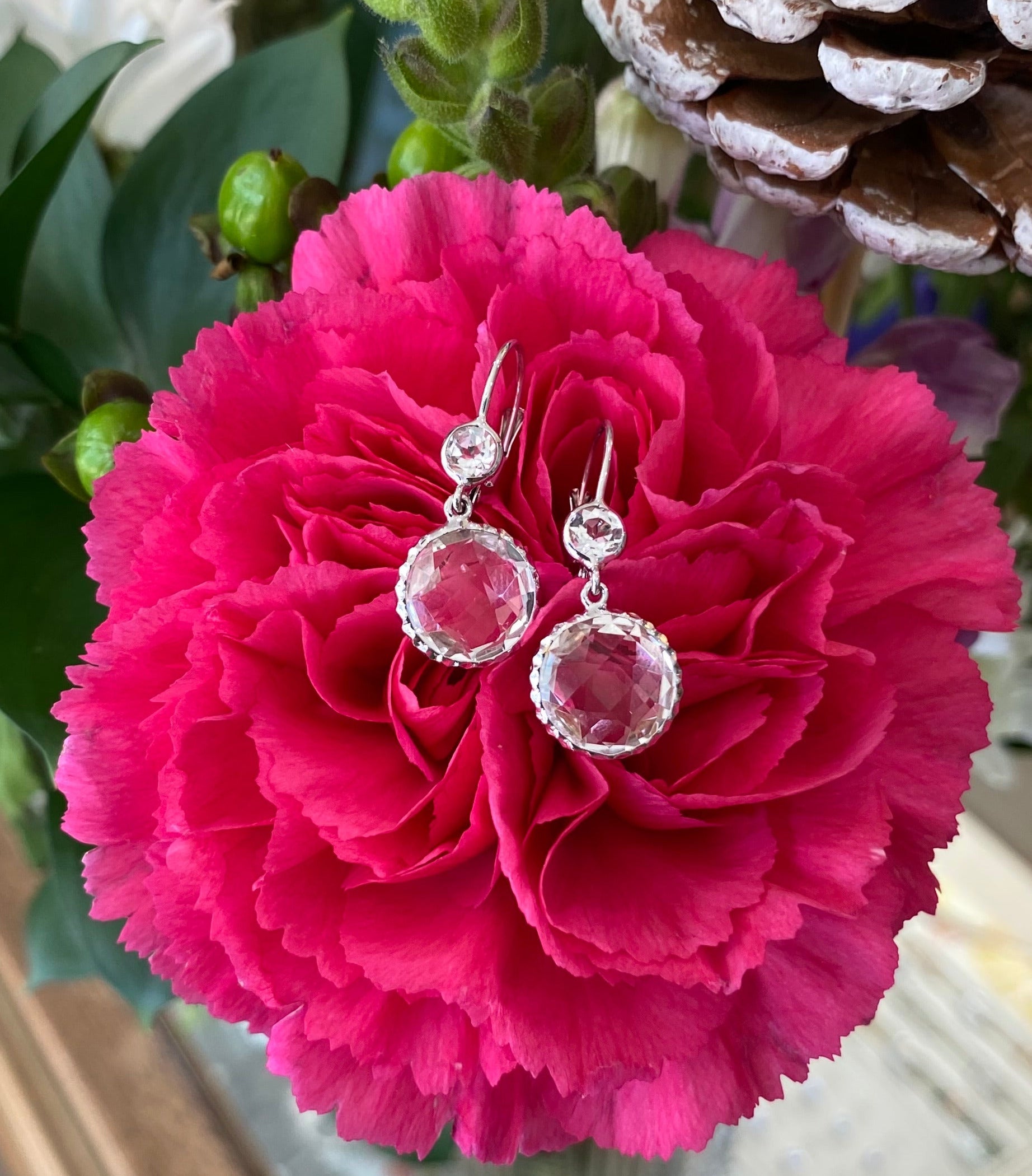 White Gold Crystal Topaz Earrings