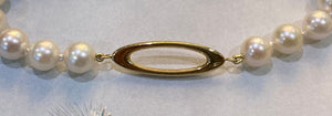 Gold Oval Link Pearl Bracelet