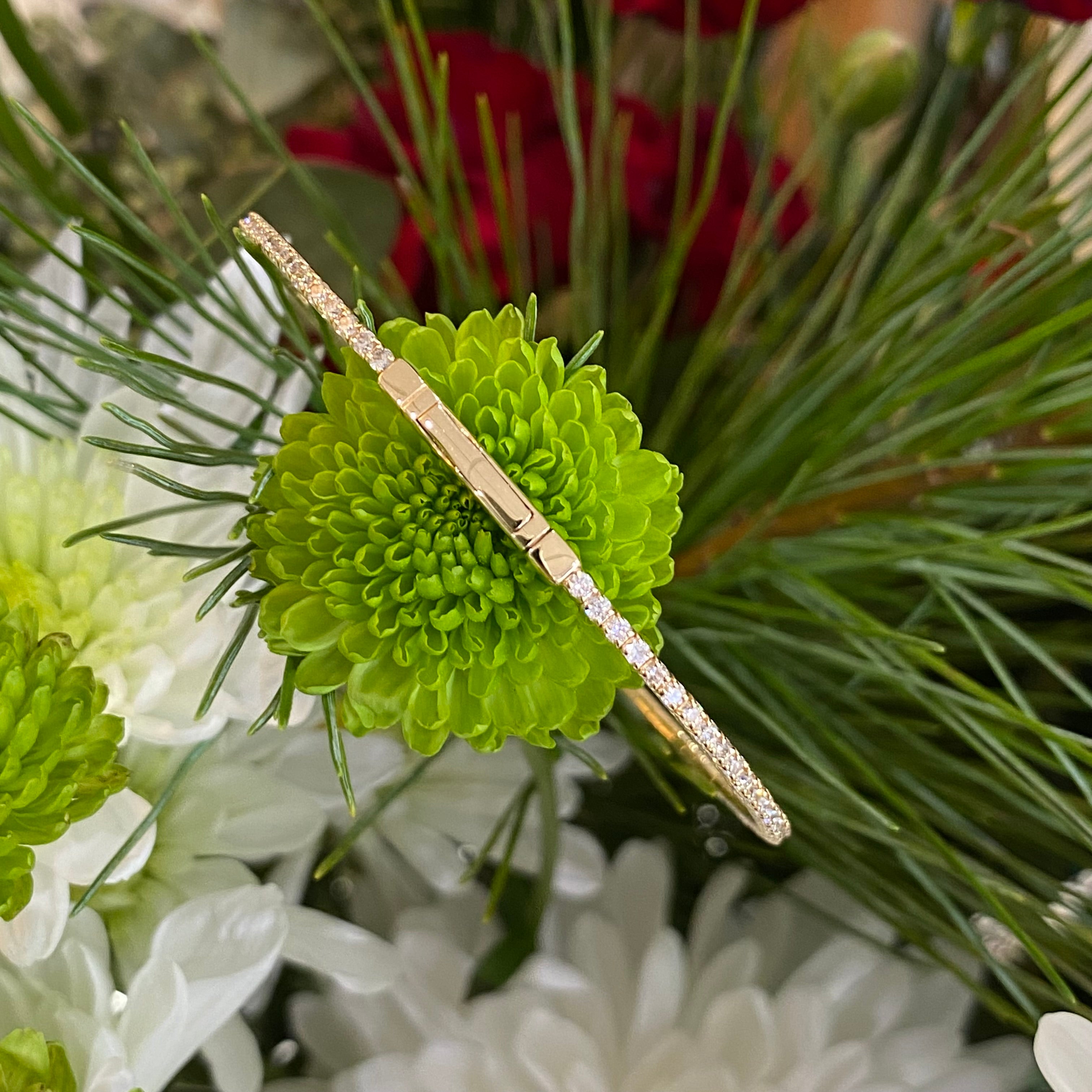 Yellow Gold Eternity Diamond Flex Bangle