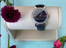 Load image into Gallery viewer, Sapphire Blue Dial and Leather Diamond Accent Watch
