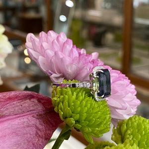 Blue Topaz Peridot and Diamond Cocktail Ring