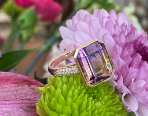 Yellow Gold Ametrine and Diamond Cocktail Ring