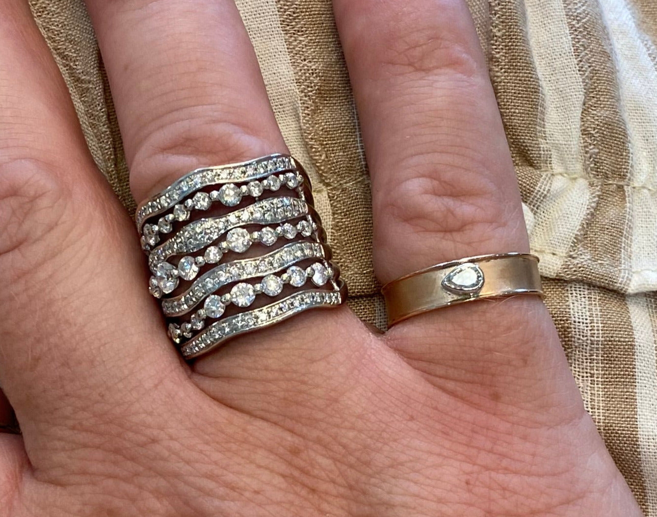 Pear Diamond Two Tone Gold Band