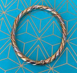 Tri Toned Gold Twisted Bangle Bracelet