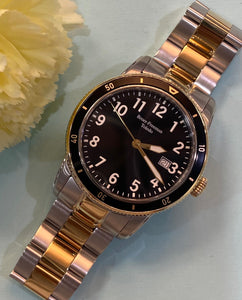 Black Dial Two Toned Bracelet Diver's Watch