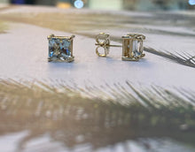 Load image into Gallery viewer, Princess Cut Mint Amethyst Stud Earrings
