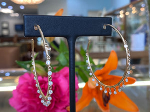 Fun Diamond Dangle Hoops