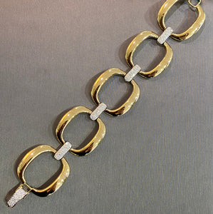 18K Gold and Diamond Square Link Bracelet