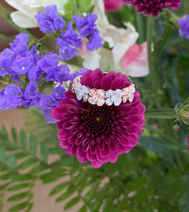 Two Tone Rose and White Gold Diamond Flower Band