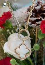 Load image into Gallery viewer, Clover &amp; Circle Drop Pendant Paper Clip Necklace
