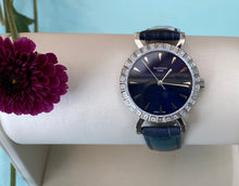 Load image into Gallery viewer, Sapphire Blue Dial and Leather Diamond Accent Watch
