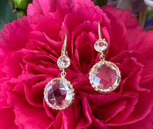 Load image into Gallery viewer, Yellow Gold Crystal White Topaz Earrings
