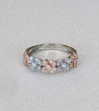 Load image into Gallery viewer, Two Tone Rose and White Gold Diamond Flower Band
