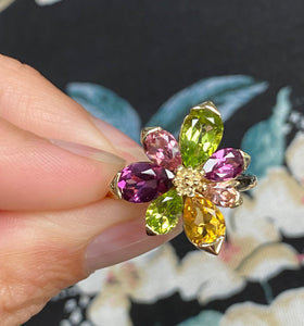 Gemstone Flower Burst Ring