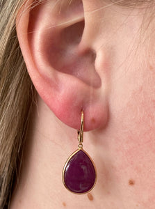 18K Rose Gold Tear Drop Gemstone Earrings