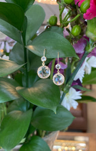 Yellow Gold Crystal White Topaz Earrings