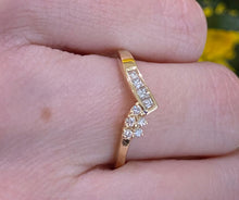 Load image into Gallery viewer, Vintage Yellow Gold V Multi Diamond Band Ring
