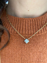 Load image into Gallery viewer, 14K Gold Paper Clip Chain Princess Cut Diamond Necklace
