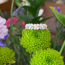 Load image into Gallery viewer, Two Tone Rose and White Gold Diamond Flower Band
