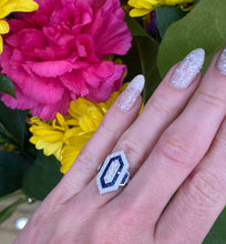 Load image into Gallery viewer, Art Deco Inspired White Gold Sapphire and Diamond Ring
