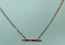 Load image into Gallery viewer, Rose Gold Rainbow Sapphire Bar Necklace
