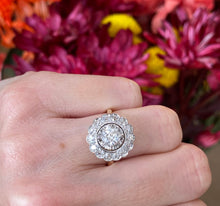 Load image into Gallery viewer, Vintage Two Toned Diamond Sunburst Halo Ring
