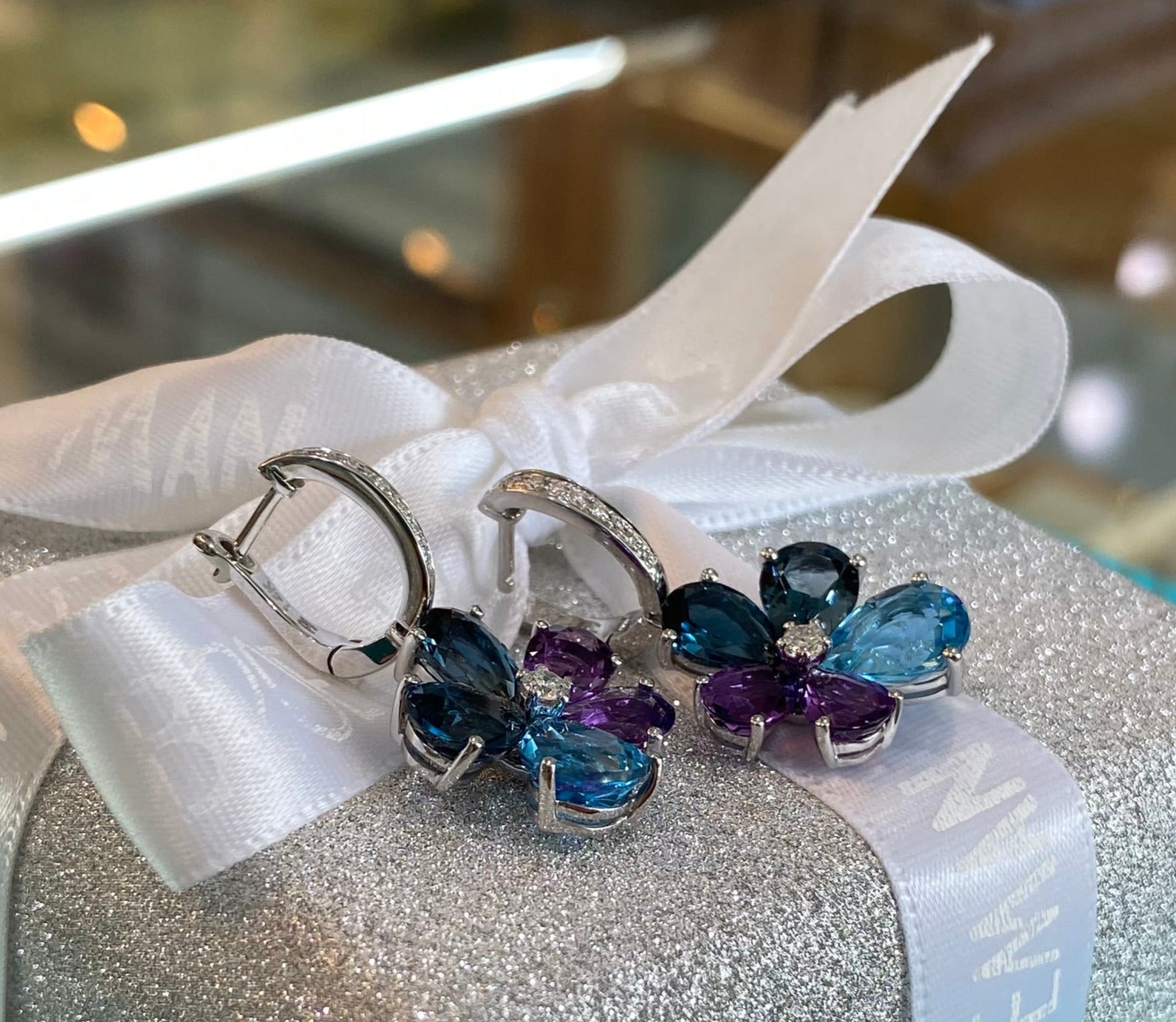 Celestial Blue Violet Bloom Earrings