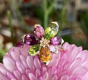 Gemstone Flower Burst Ring