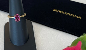 Yellow Gold Bezel Diamond Band Garnet Ring