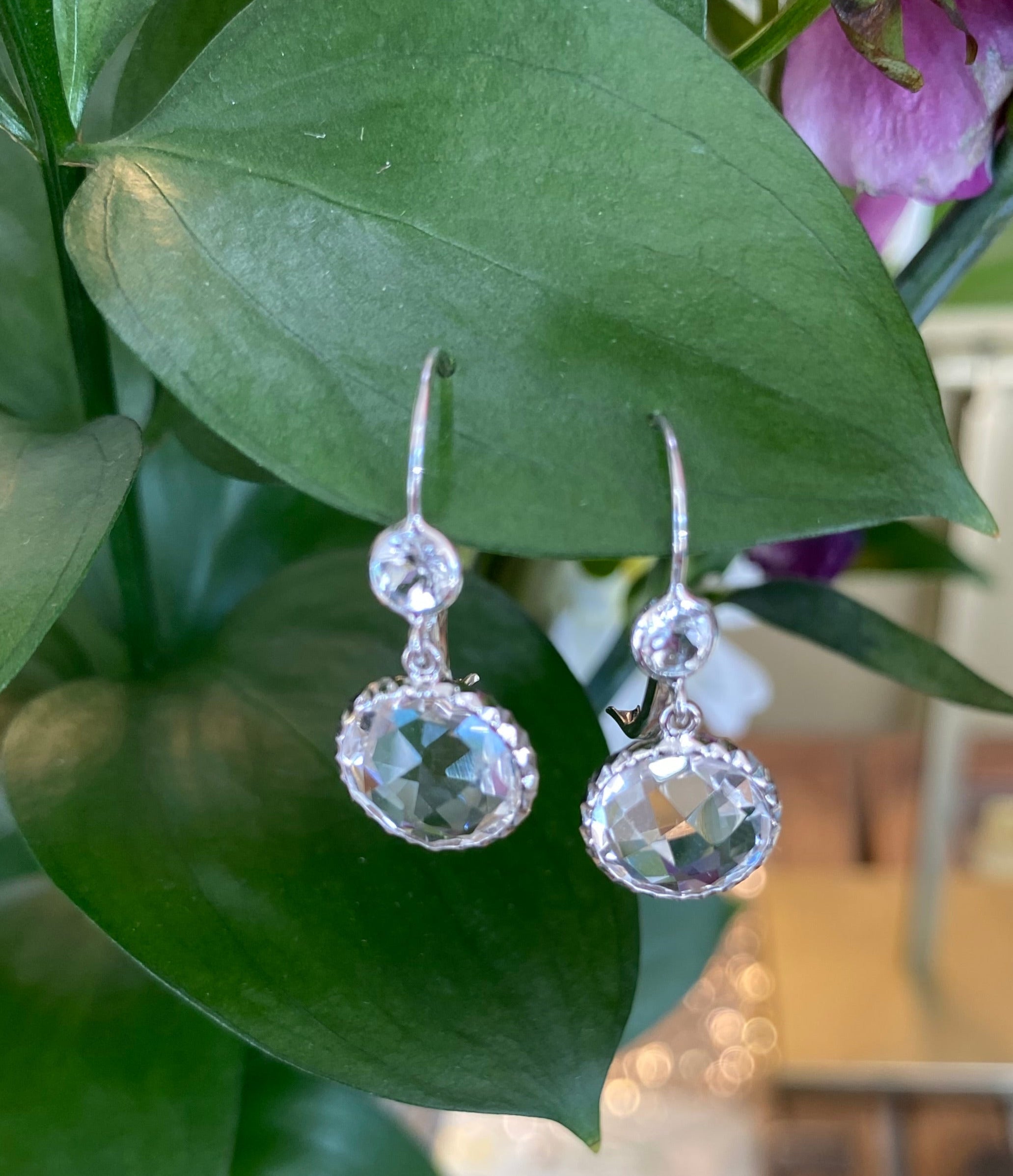 White Gold Crystal Topaz Earrings