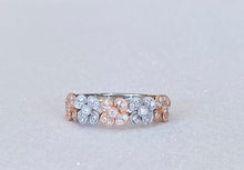 Load image into Gallery viewer, Two Tone Rose and White Gold Diamond Flower Band
