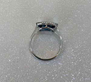 White Gold Deep Blue Topaz and Diamond Ring