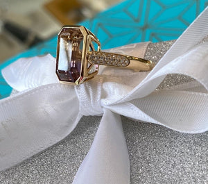 Yellow Gold Ametrine and Diamond Cocktail Ring