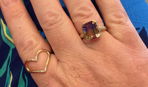 Yellow Gold Ametrine and Diamond Cocktail Ring